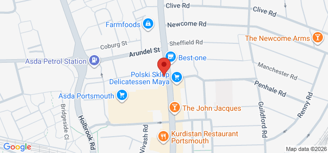 Map showing Sultan Shawarma in Portsmouth